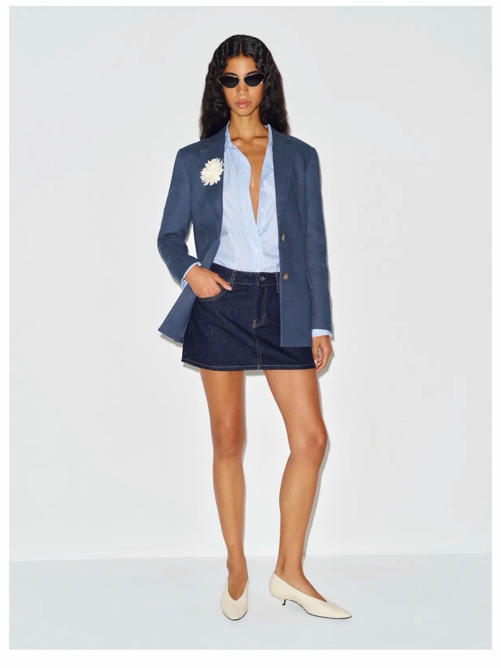 Reformation Navy Blue Tailored Blazer